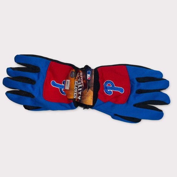 NWT Phillies MLB sport utility gloves black red blue size adult one size fits mo - Picture 2 of 6
